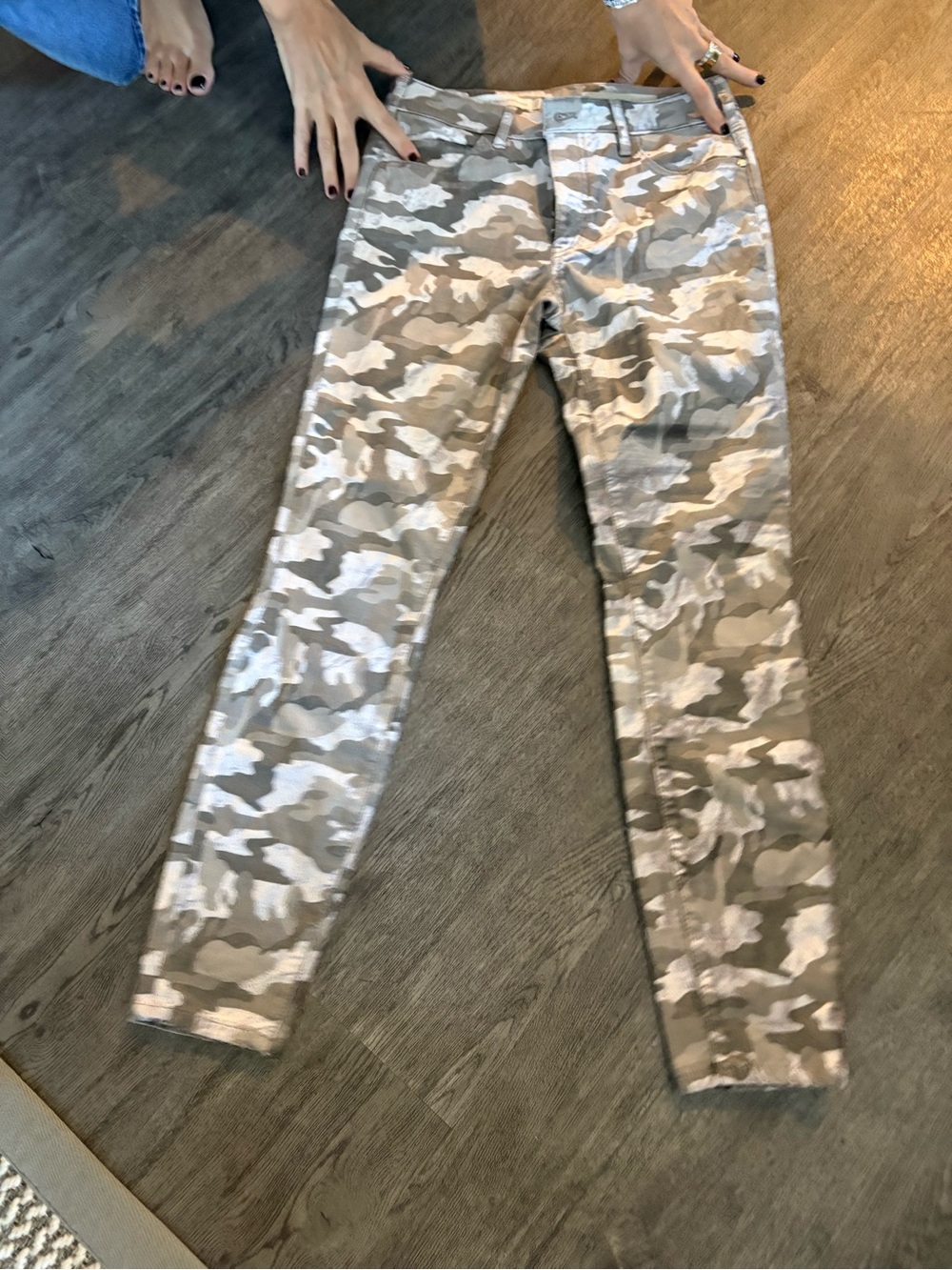 Pilcro and the Letterpress Beige Camo Slim Straight Jeans